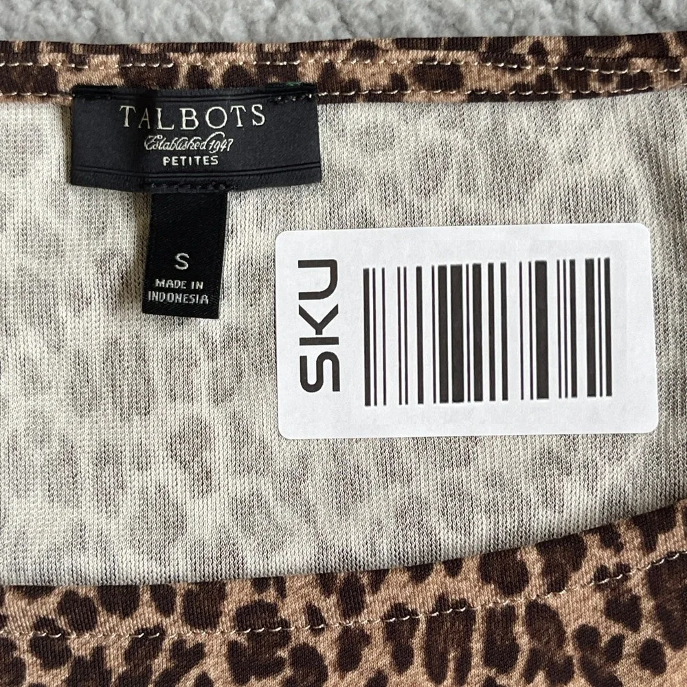 Talbots Petites Womens Small Leopard Print Sleeveless Sheath Dress Brown Tan S - Picture 7 of 7